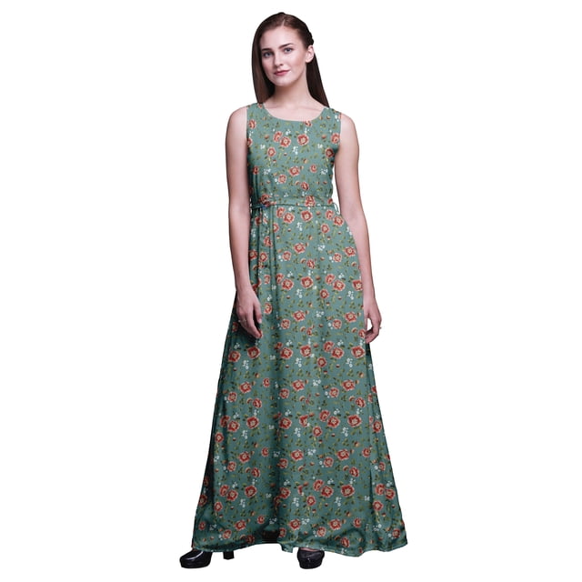 Bimba Robe Longue Maxi à Imprimé Floral pour Femmes, Tenue de Villégiature, Robe de Soirée - Petit