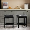 thumbnail image 4 of edx Bar Stools Set of 2, Modern Counter Height, 24 Inch Kitchen Barstools with Metal Base, PU Leather Saddle Seats for Kitchen Island, Black, 4 of 8