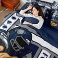 thumbnail image 4 of Castle Fairy Sport Football Bedding Comforter Set 7-Piece for Female Men Adults,Rugby Ball Gamer King Bedding Sets,Grey Blue Ultra Soft Bed Sheets,Ultra Soft Home Decor,Reversible, 4 of 8
