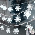 thumbnail image 1 of Luces navideñas de copos de nieve, 20 pies, 40 LED, 8 modos y temporizador, luces decorativas navideñas a batería con control remoto, luces de hadas para decoraciones de fiestas navideñas en, 1 of 7