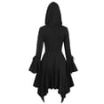thumbnail image 4 of Witch Hooded Dress, Gothic Asymmetric Dress, Renaissance Witch Costume, Halloween Cosplay Gown, Gothic Cape Dress Retro Hooded Ruffle Sleeves Irregular Skirt Women'S Cape Coat, Black L, 4 of 6