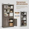 thumbnail image 4 of SEDETA Farmhouse Bookshelves and Bookcases with Doors and Drawer, Bookshelf with Storage, Floor Standing 6 Shelf Display Storage Shelves 70 in Tall Bookshelf for Home Office, Living Room, Grey, 4 of 16