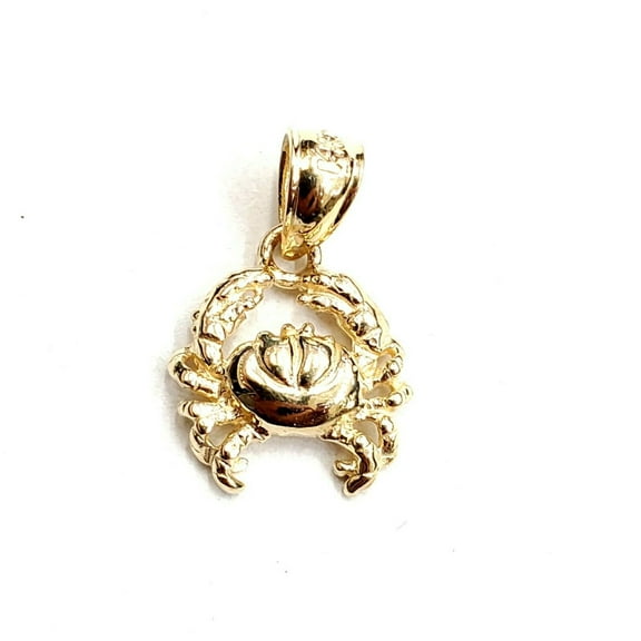 New 14k yellow Gold tiny crab cancer zodiac sign Pendant charm fine jewelry 1.2g