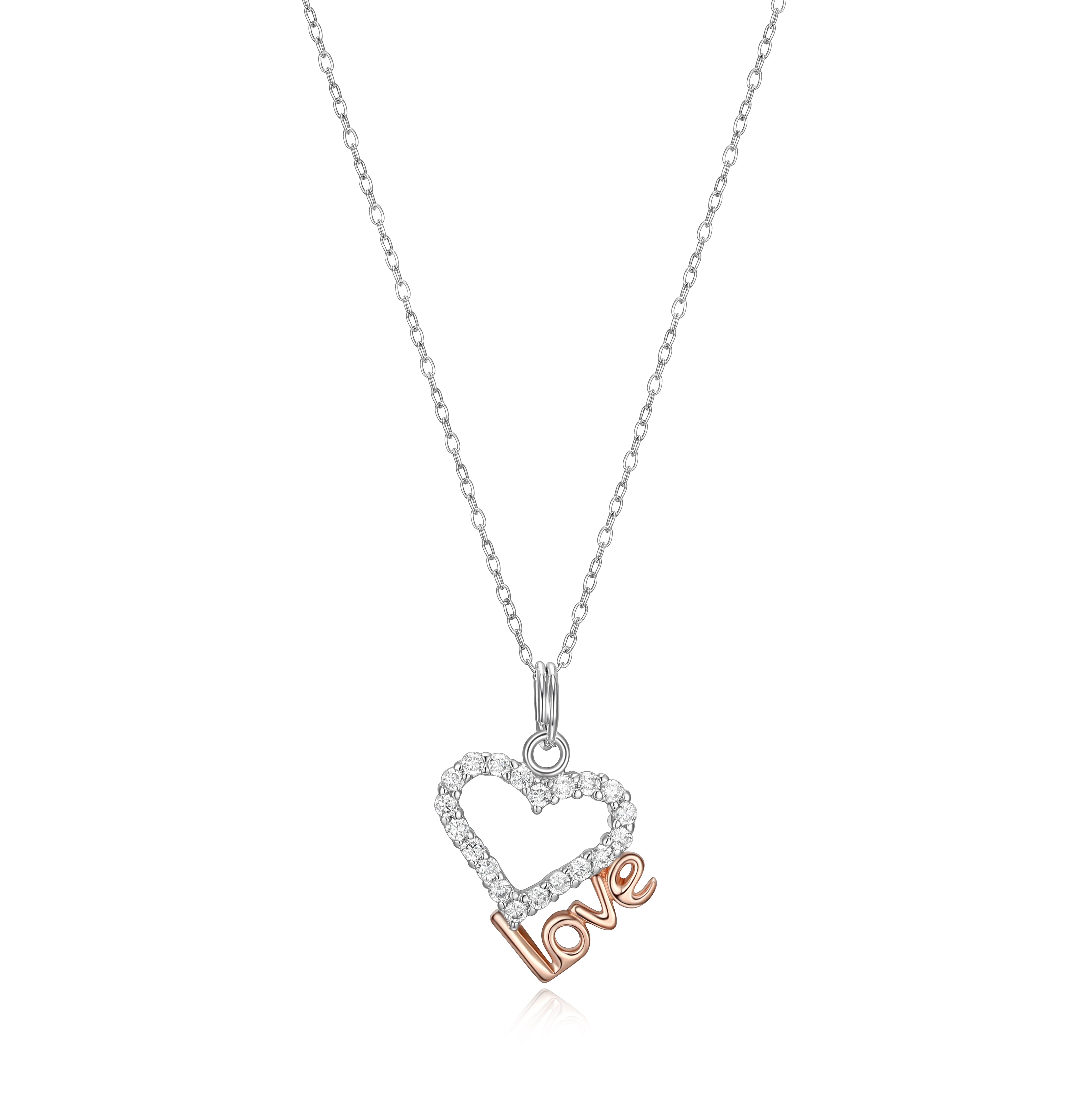 Forever Facets Cubic Zirconia Heart Pendant and Round Stud Earring Set