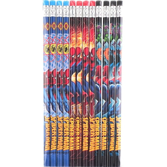Marvel Spiderman Pencils, #2 HB Lead, Assorted Colors, 12 Count