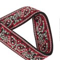 thumbnail image 2 of Sangle de guitare électrique réglable en nylon brodé avec boucle antidérapante, rouge et gris, 2 of 4