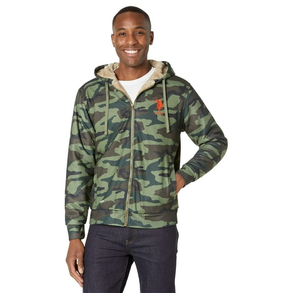 U.S. POLO ASSN. Sherpa Camo Hoodie Army Green MD