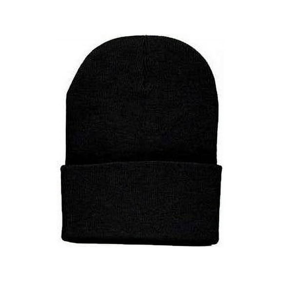 Long Knit Beanie Hat Black