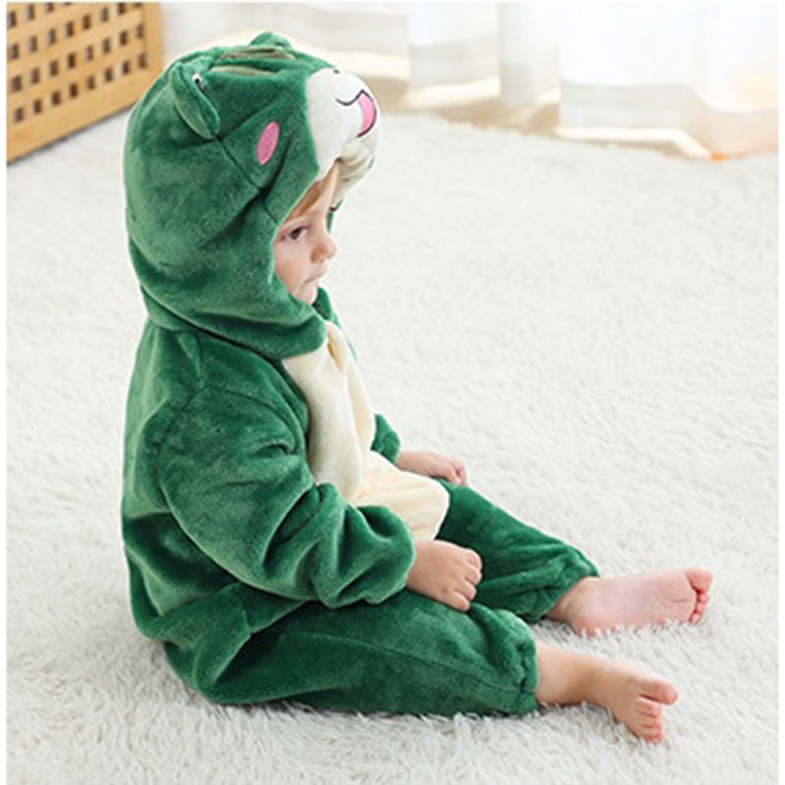 Weebloom Baby Snowsuit Boys Girls Plush Loose Cartoon Animal Pajamas Fuzzy Zipper Crawling Clothes For Infants Toddlers Soft Winter Coats 18-24 Months