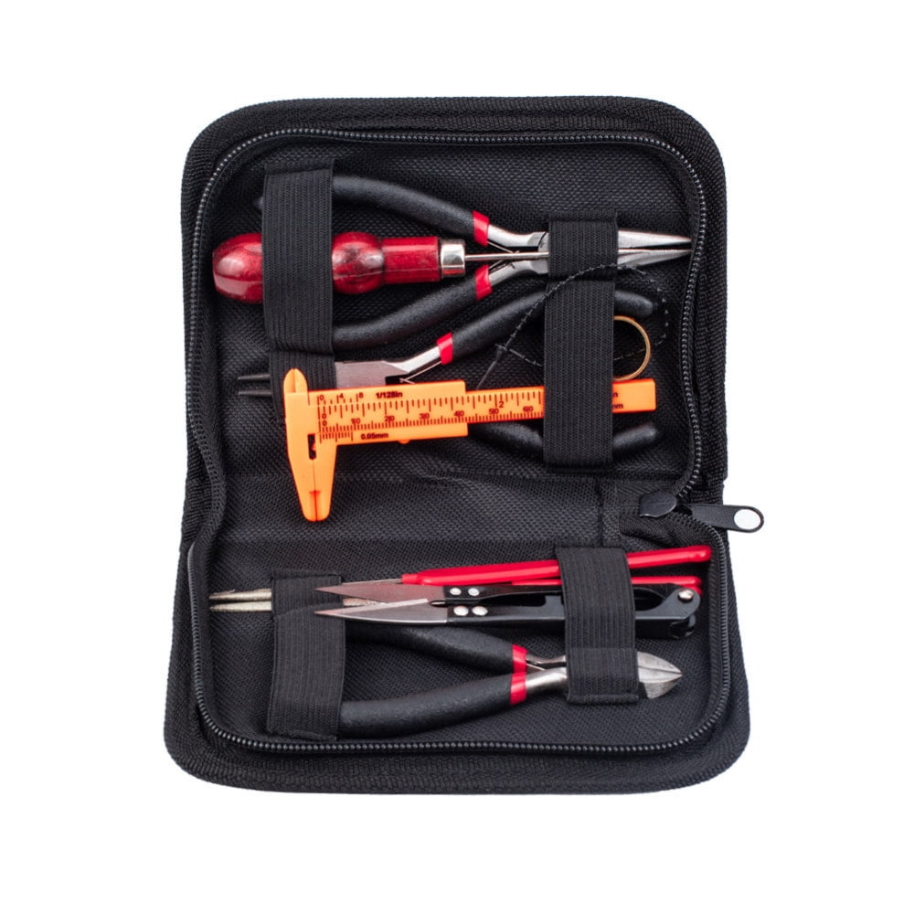 DIY Jewelry Tool Sets with Wire-Cutter Plier Round Nose Plier Side Cutting Plier Brass Rings Crochet Hook Needles Scissor Bead Awls