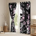 thumbnail image 3 of Homewish Gothic Skull Black Out Curtains,Pink Retro Flower Curtains Pack of 2 (42x63 Each),Galaxy Starry Night Bedroom Curtains For Girls Kids,Breathable Home Decor, 3 of 6