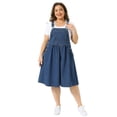 thumbnail image 3 of DARING DIVA Women's Plus Denim Overalls Jumper Jean Midi Dresses 3X Blue, 3 of 6