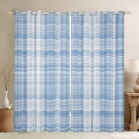 Manfei Teens Children Retro Grid Curtains Pack of 2 (42x84 Each),Abstract Vintage Plaid Curtains Blackout,Geometric Theme Bedroom Curtains,Super Cozy Room Decor