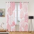 thumbnail image 2 of Coastal Pink Kitchen Curtains 96 Inch Length, Ocean Coral Starfish Shell Modern Sea Grommet Top Bedroom Living Room Curtains, Light Filtering Cafe Curtain Drapes 2 Panels Set 104''x96'', 2 of 9