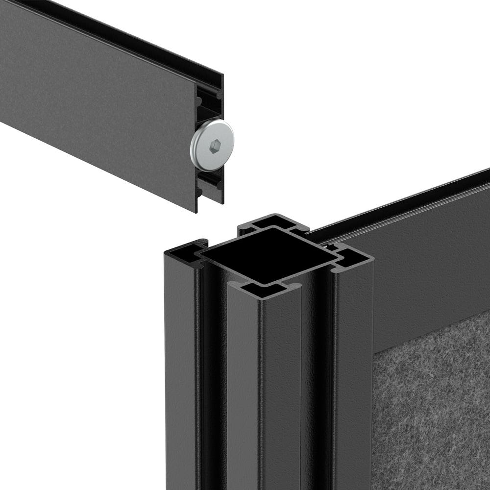 Luxor Workflow Modular Wall Room Divider System - Black Frame - 70" x 70" Wide Panel Starter Wall with Whiteboard, Freestanding