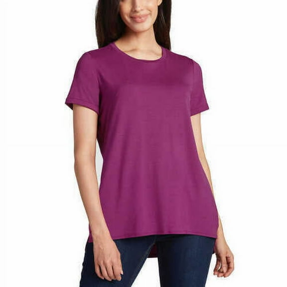 Ellen Tracy Women's Soft Knit Crew Neck Tunic Top, Berry Medium