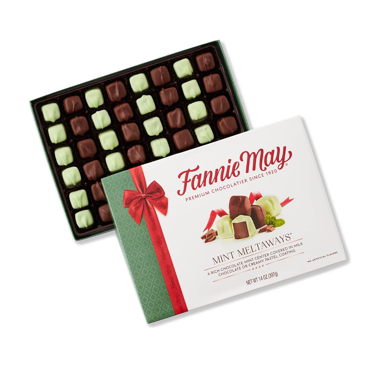 Fannie May, Milk Chocolate Holiday Candy, Mint Meltaways,14 Oz Gift Box ...