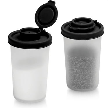 BESTSKY Large Plastic Salt and Pepper Shakers, Transparent Spice Jars with Butterfly Opening, Versatile Salt and Pepper Set for BBQ, 2-Pack