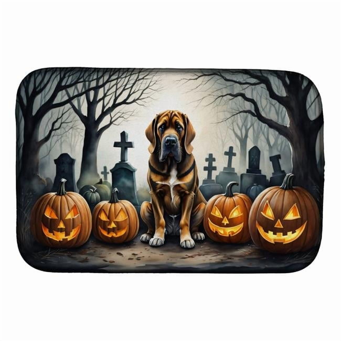 Keeshond Spooky Halloween Dish Drying Mat 14 in x 21 in