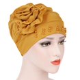 thumbnail image 2 of Bangcool Turban Cap Solid Color Beaded Adjustable Headscarf Hat Head Wrap Cap for Women, 2 of 6