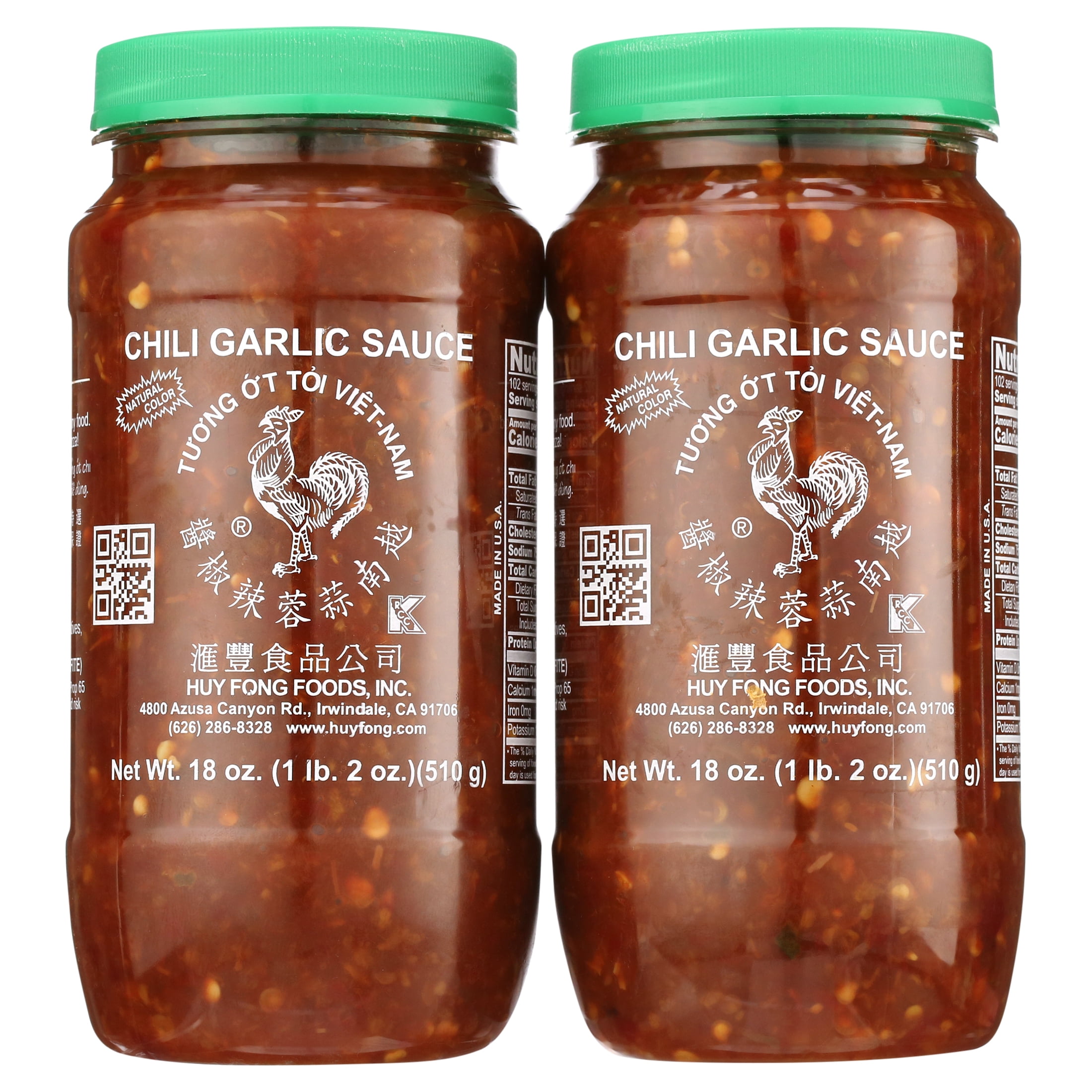 Huy Fong Fresh Chili Garlic Sauce 36 oz (Pack of 2), garlic 1.12 Pound (Pack of 2), with DEGLOBAL 2 oz Natural Bagasse Fiber Cup