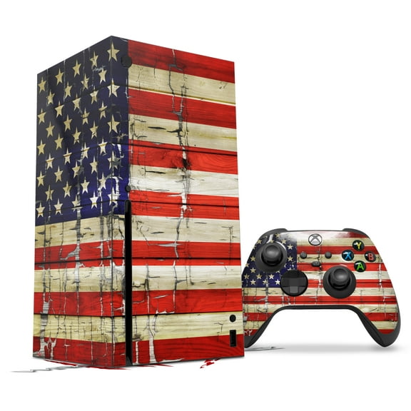 WraptorSkinz Skin Wrap compatible with the 2020 XBOX Series X Console and Controller Painted Faded and Cracked USA American Flag (XBOX NOT INCLUDED)