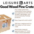 thumbnail image 2 of Good Wood By Leisure Arts Wooden Crate, Wood Crate Unfinished, Crates For Display, Crates For Storage, Wooden Unfinished, Pine, 9.5" X 9.5" X 9.25", 2 of 7