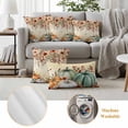 thumbnail image 6 of Orange Green Pumpkins Fall Outdoor Waterproof Pillow Covers, Thanksgiving Floral Botanical Decorative Square Throw Pillowcase Sofa Cushion Sham for Patio/Couch/Chair, 26"x26" 2 Pack, 6 of 8