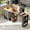 Black, variant on JassmiPkwy 77.8 " Rolling Kitchen Island with Extendable Dining Table, with Wheels, Sided Storage Shelf, Black