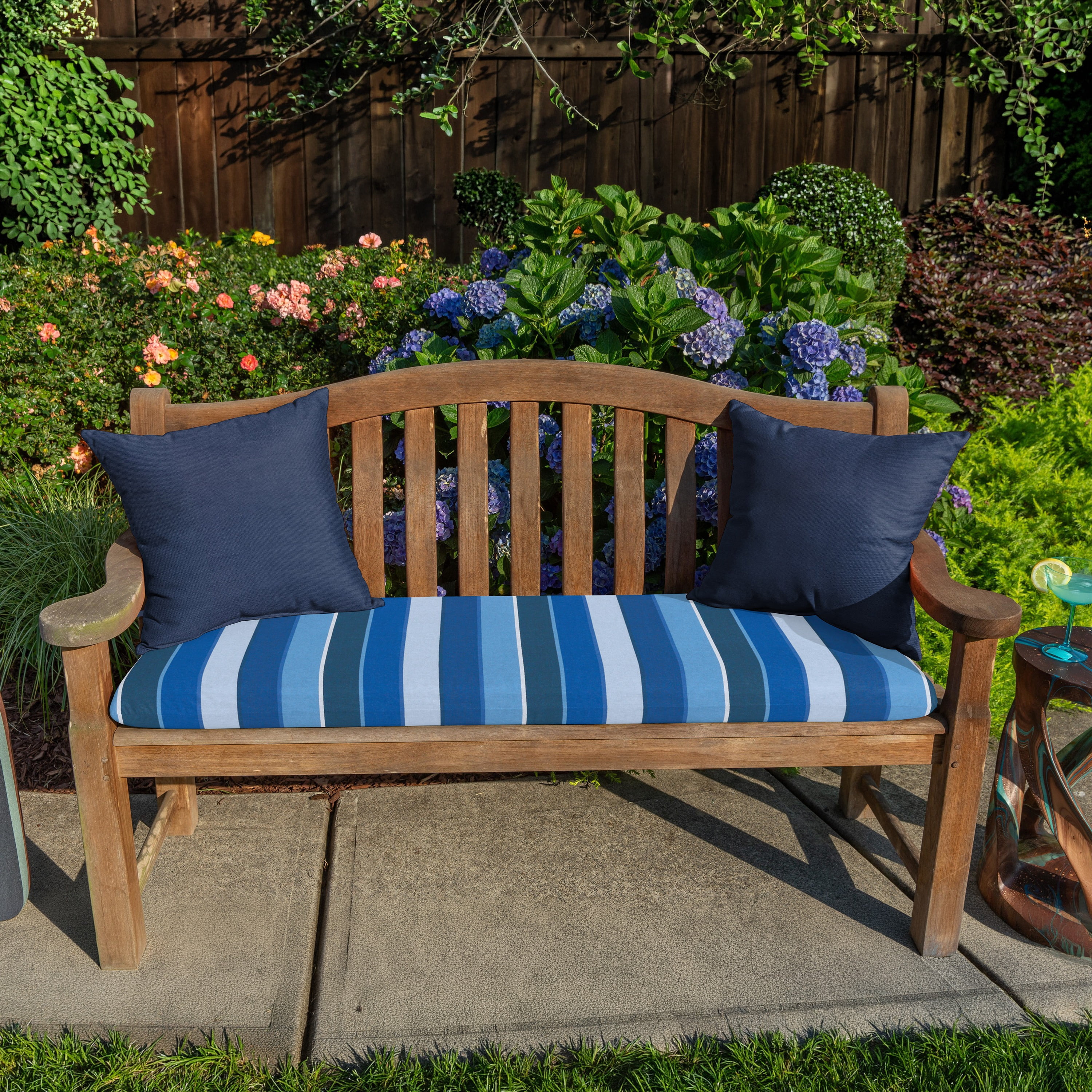 Casual Cushion Outdoor Throw Pillow, Sunbrella Fade & Water Resistant for Patio Furniture, Adirondacks & Porch Swings, 18"W x 18"L, 6" thick, Reversible, Canvas Navy