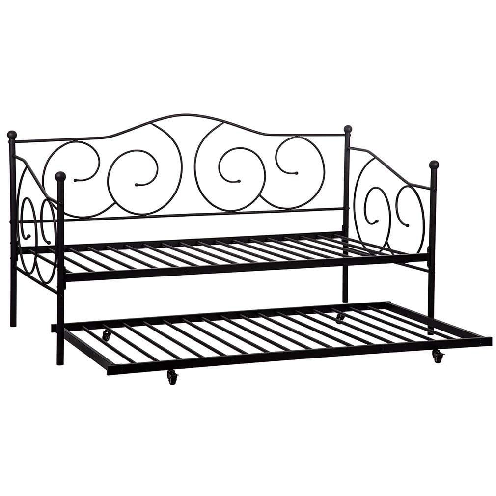 Daybed Metal Daybed Frame With heavy duty Steel Slats Bedframe Roll Out
