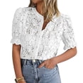 thumbnail image 2 of hotojiny Womens Lace Tops 3/4 Length Sleeve Button Down Shirts Casual Lightweight Blouse Spring Summer Fashion Outfits, 2 of 7