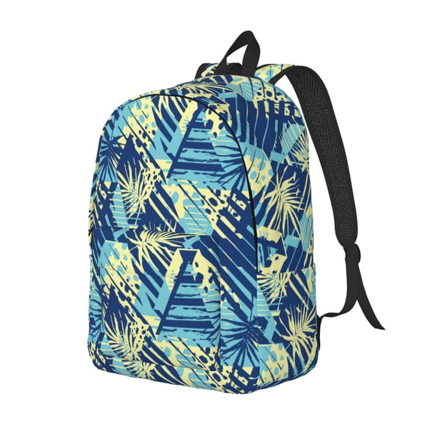 Disketp Hawaiian Style Mochila de Lona Estampada, Mochila Escolar de Viaje Ligera para Estudiantes y Portátil-Medium