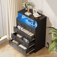 thumbnail image 5 of GALAXHERO 4 Drawers Dresser with LED Lights, Tall Black Dressers with Charging Station, Wood Chest of Drawers for Bedroom, Living Room, Closet, Hallway, 5 of 11