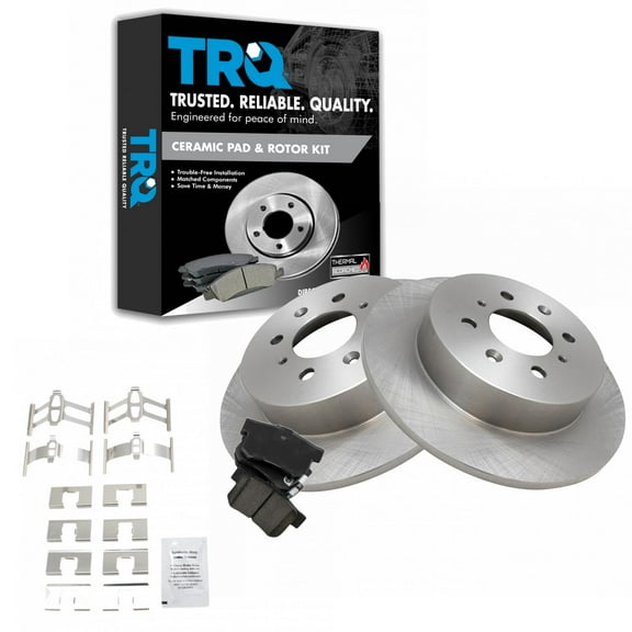 TRQ Rear Brake Pad & Rotor Kit Brake Pads Brake Rotor Ceramic Fits Select 2002-2003 Honda Civic