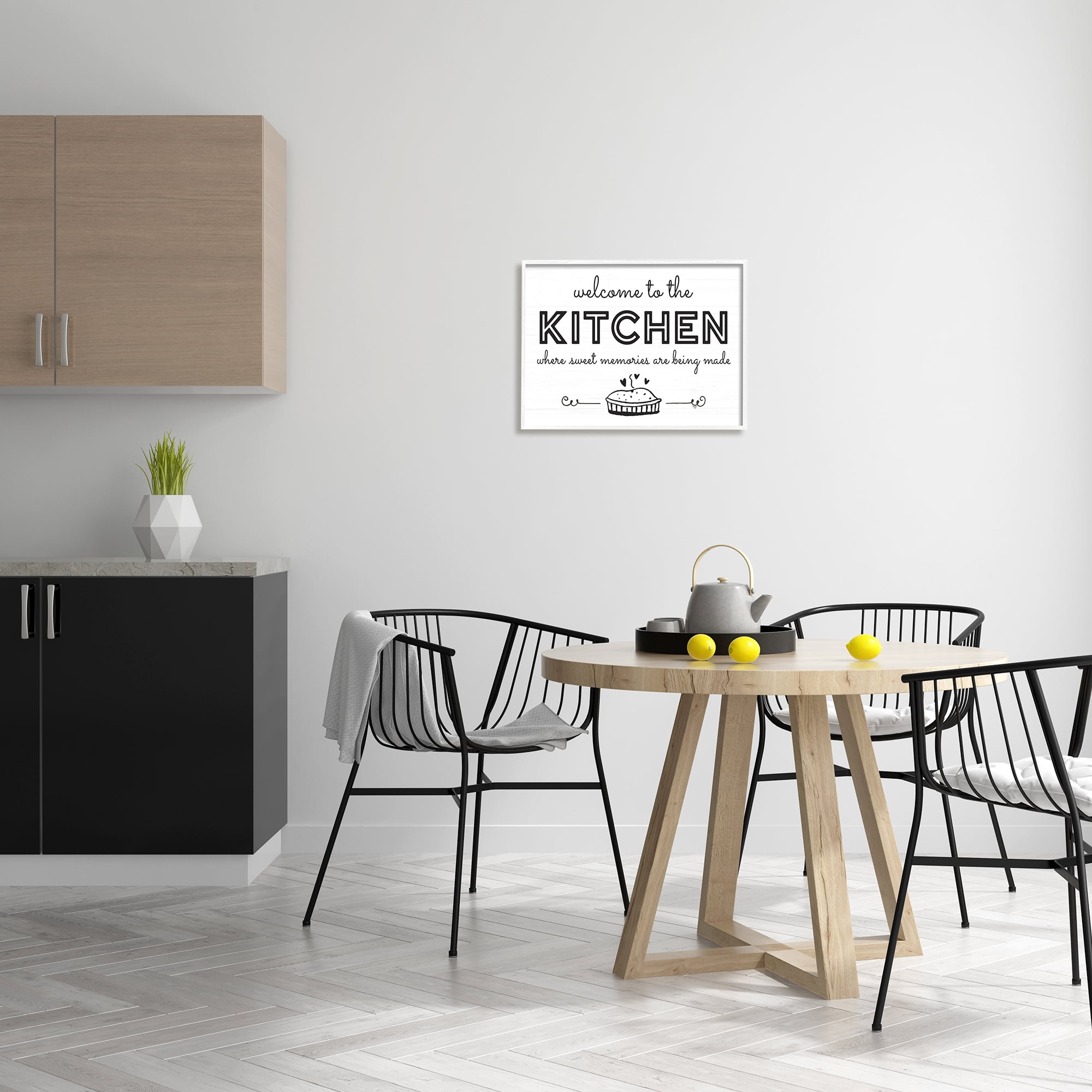 Stupell Industries Welcome to Kitchen Fresh Baked Pie Rustic Phrase Graphic Art White Framed Art Print Wall Art, Design by Mollie B.