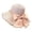 Pink, variant on Women’s Oversized Wavy Brim Satin Bow Sun Cap with Lace Trim Edging for Coastal Trips White