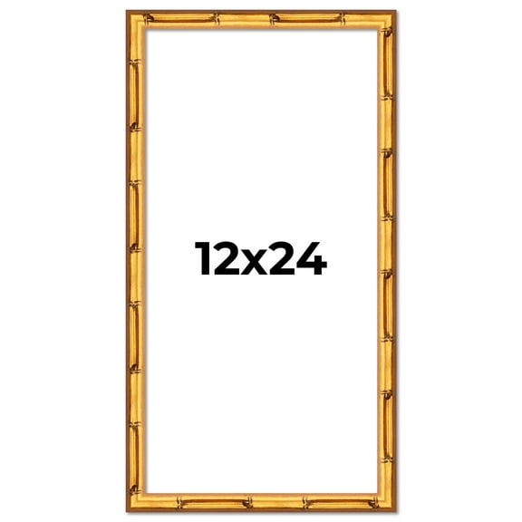 12x24 Frame Gold Bamboo Solid Wood Picture Frame | 0.75 Inch Moulding Width | Interior Frame Depth