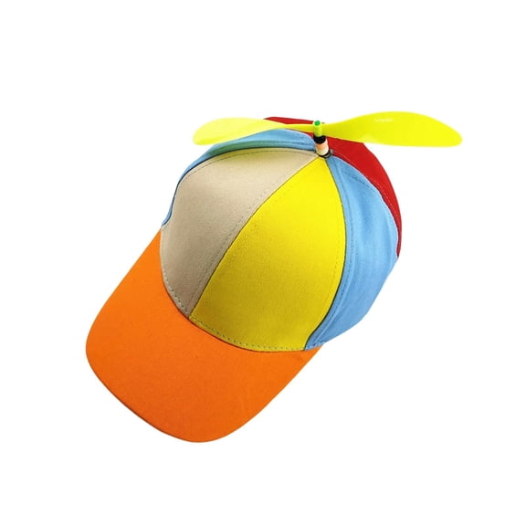Funny Baseball Cap Multicolor Sun Hat Rainbow Top Hat Helicopter Caps for Fancy Dress Toddlers Children Kids orange brim