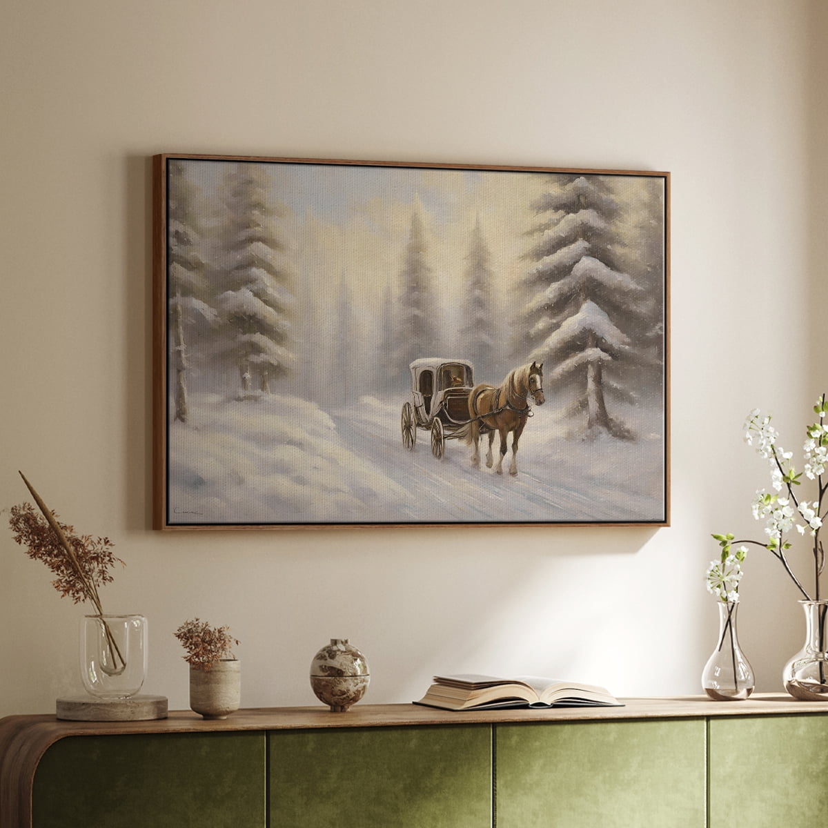 Vintage Landscape-CLXXI By Wexford Home Framed in Walnut Wood Gallery Wrapped Canvas 27 in. x 41 in.