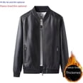 thumbnail image 2 of Chaqueta de cuero para hombre, talla extra grande, traje de béisbol, otoño e invierno, chaqueta de forro polar para hombre gordo, motociclista, gente gordita, 2 of 4