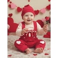 thumbnail image 6 of BemeyourBBs Newborn Baby Boys Valentines Day Outfits Lover Boy Letters Embroidery Long Sleeve Romper with Overalls Pants Set Cute Infant Spring Clothes, 6 of 9