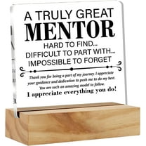 Appreciation Gifts for Mentor Boss Coach, Thank You Mentor Desk Decor Acrylic Desk Plaque Sign with Wood Stand Home Office Desk Sign Keepsake Boss Lady Present