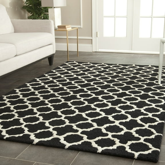 SAFAVIEH Cambridge Leonard Geometric Wool Area Rug, Black/Ivory, 4' x 6'