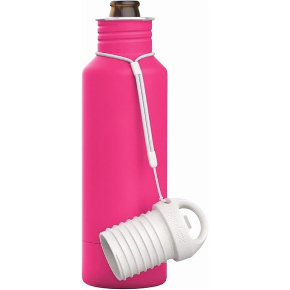 BottleKeeper - The Standard 2.0 - The Original Stainless Steel Bottle Holder and Insulator to Keep Your Beer Colder (Pink Sorbet)