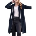 thumbnail image 1 of Sudaderas con Capucha para Mujer, Estilo Oversize, con Cremallera, Ideales para Otoño e Invierno. Chaquetas Largas con Capucha y Bolsillos. Azul Marino L, 1 of 8