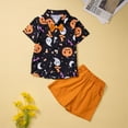 thumbnail image 2 of Mercatoo Toddler Baby Boy Halloween Outfit Pumpkin Head Short Sleeve Shirt Clothing+ Orange Shorts 2Pcs Set 1 to 5 Years, 2 of 9