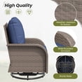 thumbnail image 5 of ELPOSUN Outdoor Patio Swivel Rocking Chair Set of 2, 3 Pieces All-Weather Wicker Patio Furniture Bistro Set with Side Table for Garden, Backyard, porch, Brown&Blue, 5 of 9
