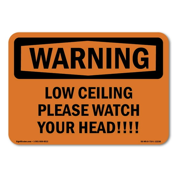 OSHA WARNING Sign - Low Ceiling Please Watch Your Head! | Decal | Protect Your Business, Construction Site, Warehouse & Shop Area | Made in the USA