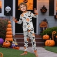 thumbnail image 2 of Halloween Family Pajamas Matching Set - 2 Piece Halloween Ghost with Pumpkin Print Top & Pants Sleepwear for Family Halloween Nights Blue Pajamas for 7 Years Pjs, 2 of 7